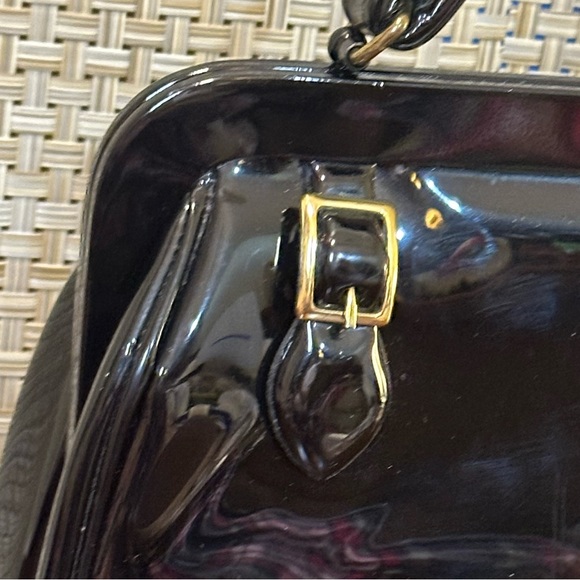 🌟HP🌟VTG 1960s Black Patent Top Handle Bag by Kadin USA - Picture 4 of 16